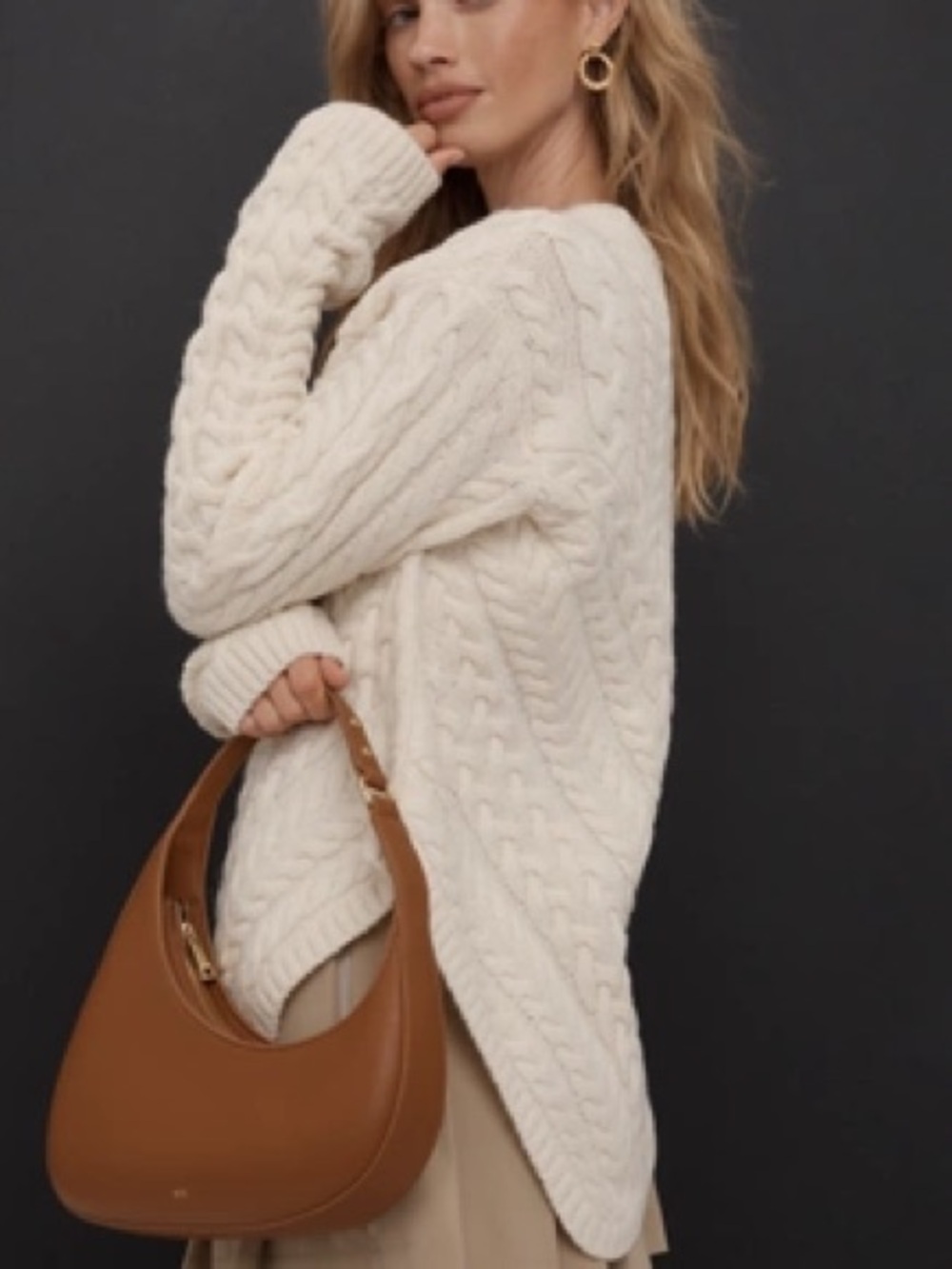 Anthropologie Maeve Crew-Neck Asymmetric Cable-Knit Sweater NWOT